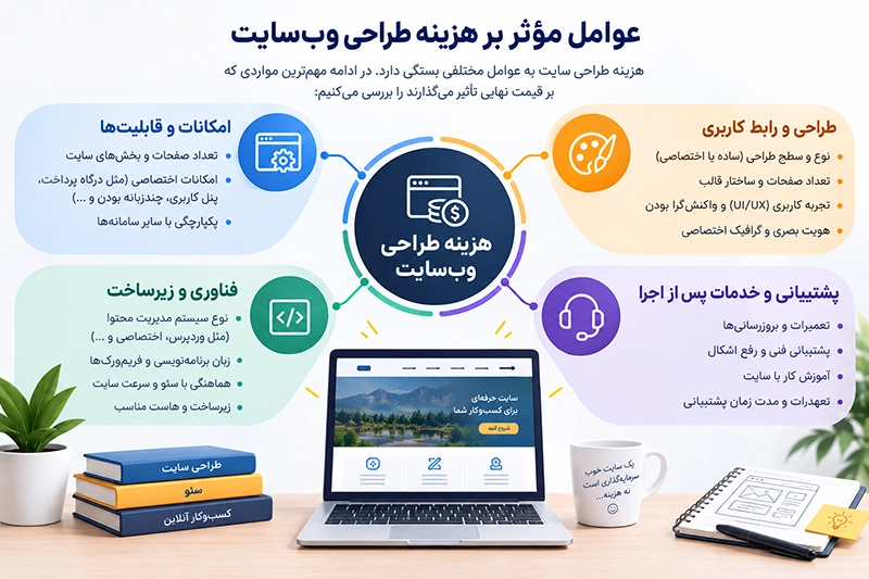 نمودار هزینه طراحی سایت در سال 1405 ، هزینه طراحی سایت در رشت